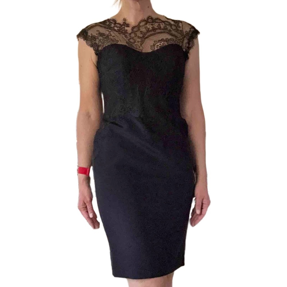 Designer Romona Keveza Silk Lace Cocktail Dress